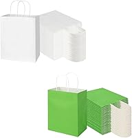 Vista 1 de Toovip Cada paquete de 100 bolsas medianas de papel kraft blanco y verde con asas a granel