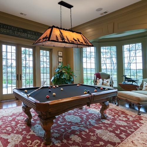 TOCHIC Tiffany Pool Table Light, 4 Lights billiard & pool table lights for 7' 8' Table, Farmhouse Chandelier for Dining Room, Western Cowboy Pool table Light Fixture for Game Room, Kitchen Island, 48” - Thumbnail 5