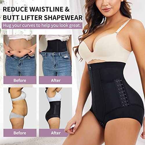 Yerkoad Butt Lifter Panties Womens Tummy Control Body Shaper Panty Girdle Shapewear Underwear With Hook Zipper Closure(Large, Black) #TOP5