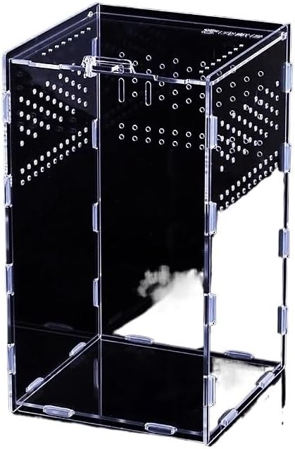 Acrylic Transparent Reptile Terrarium Breeding Box Turtle Cage Nano Arboreal Tarantula Enclosure Dearded Dragon Reptiles Habitat(15X15X25CM)