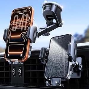 VICSEED Soporte para teléfono de coche con ventosa ultra estable [base giratoria de 360°, liberación de doble botón] 3 en 1 tablero de instrumentos/parabrisas/ventilación para camión y barco soporte