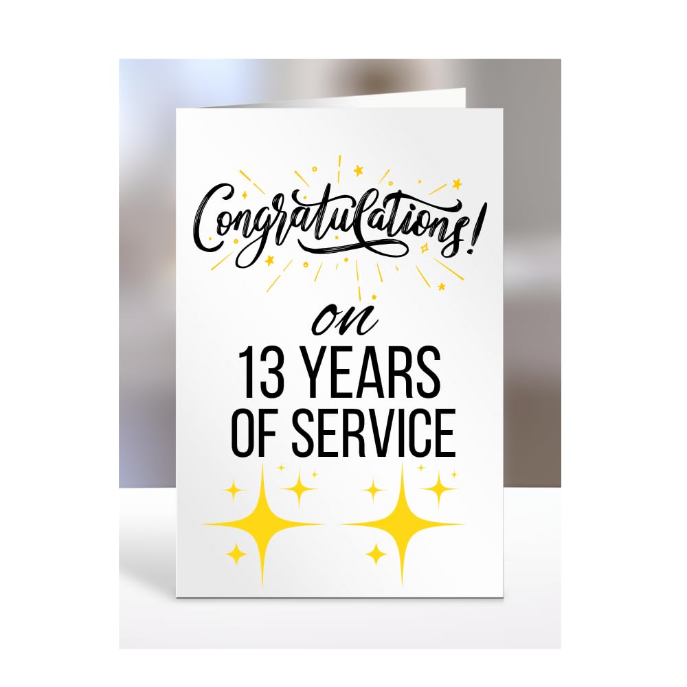 13 years of service card, for employee, colleague, boss, manager, supervisor, present, work anniversary, gifts for men, women, him, her, congratulations on 13th, A5-77_14