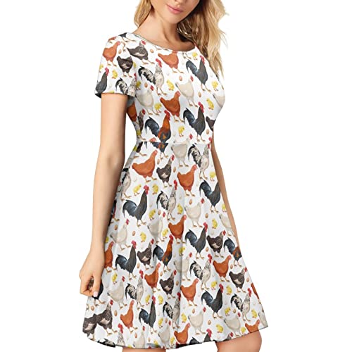 Image of Biyejit Women's Summer Casual Short Sleeve T-Shirt Swing Dress Crew Neck Plus Size S-4XL