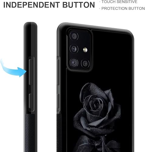 Miniatura 4 de DJSOK Funda compatible con Samsung Galaxy A71 5G, diseño de patrón de lujo de rosa negra para el patrón de atrás+funda protectora de silicona suave