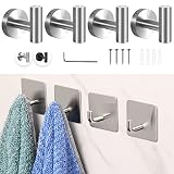 Budding Joy Towel Hook Wall Mounted and Adhesive Hooks Coat Hooks Towel Hooks for Bathrooms 4 Pack S