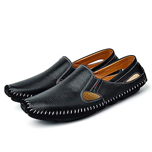 Men Drive Loafers Casual and Fashion Summer Hollow Breathable Leather Boat Moccasins(Black,10 M US)3