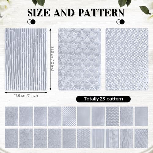 XunYee 23 Pcs Polymer Clay Texture Sheets for Earrings Jewelry Making 17 x 25 Boho Clay Fondant Texture Mats for Pottery Earrings Jewelry Making DIY Crafts