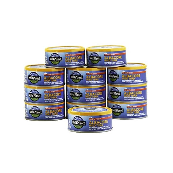 Wild Planet Wild Albacore Tuna, No Salt Added, Canned Tuna, Sustainably Wild-Caught, Non-GMO, Kosher 5 Ounce (Pack of 12)