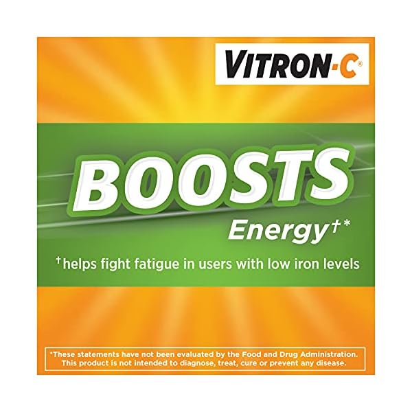 Vitron-C-High-Potency-Iron-Supplement-with-125-mg-Vitamin-C-60-Count Vitron-C Iron Supplement, Once Daily, High Potency Iron Plus Vitamin C, Supports Red Blood Cell Production, Dye Free Tablets, 60 Count