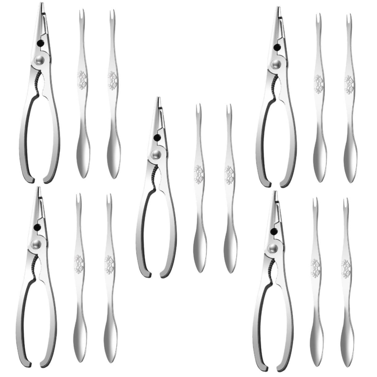 PRETYZOOM 5 Sätze Teiliges Seafood Tools Set Robustes Krabbenscheren und Lobsterbesteck Crab Claw Cracker und Seafood Forks Langlebig Rostfrei für Öffnen von Meeresfrüchten