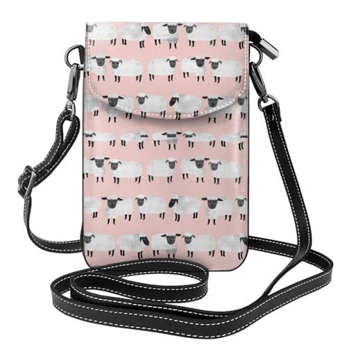 Pochettes pour téléphone portable femmes mouton rose portefeuille cuir PU bandoulière