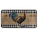 Farmhouse Rooster Kitchen Rugs Standing Mat Anti Fatigue Comfort Flooring Non Slip Rubber Backing Ar