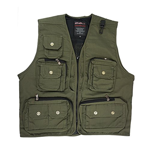 FoRapid Safari Photo Vest Photo Travel Hiking Fishing Camping Hunting-Green(M)