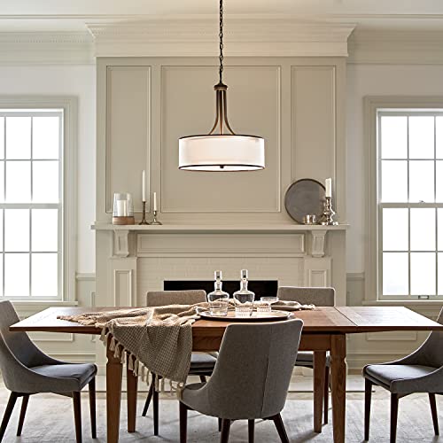 Kichler Lacey 23.5" 4 Light Pendant With Satin Etched Cased Opal Inner Diffusers And Light Umber Translucent Organza Outer Shade In Mission Bronze #TOP4