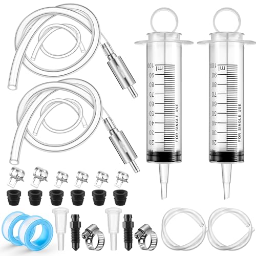 Meonum 2 Pack Brake Bleeder Kit Hydraulic Disc Clutch Bleeding Kit 100ML 50cm Hose Oil Fluid&Brake Bleeder Hose with One Way Check Valve for Hydraulic System Bleeding Quads System Repair Maintenance