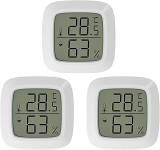 INRIGOROUS 3pcs Mini Hygrometer Thermometer Digital Room Thermometer Temperature thermometer Humidity Gauge with LCD Temperature Humidity Monitor for Greenhouse, Baby room, Cigar