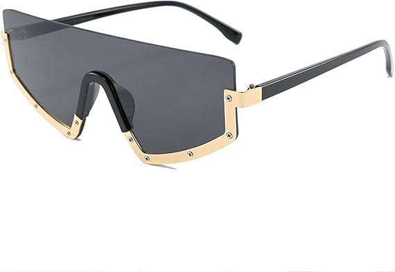 Amazon Co Jp ハーフフレームシャムサングラス女性 特大ワンピースサングラス女性ビッグフレームアイウェア1 ファッション