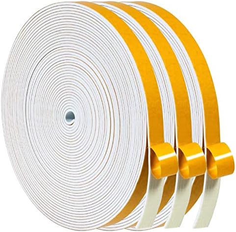 Dichtungsband Türdichtung Selbstklebend 6mm(B) x1.5mm(D)/15m(L) für Türen Fenster Schaumstoff klebeband Gummidichtung Gegen Kalte Zugluft/Anti-Kollision/Schalldichter/Wasserdichter