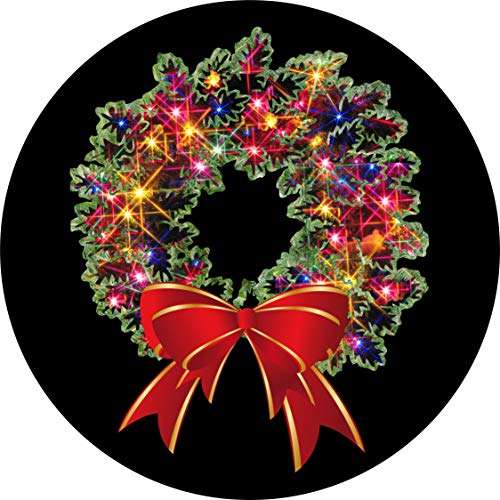 TIRE COVER CENTRAL Christmas Wreath Spare tire Cover(Does NOT Light up) Select tire Size Back up Camera Option in MENU (Sizes for All Make Models) 255 70r18 Centered Backup Camera