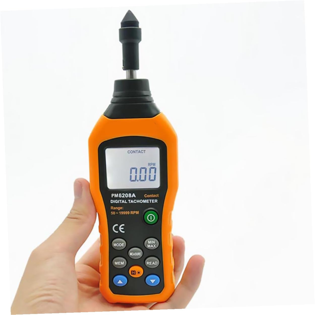 Handheld Contacting Tachometer Digital Per Minute Gauge Tester with Large LCD Display for Motor Speed Measurement Ergonomic Design High Reliability CE ROHS Certified