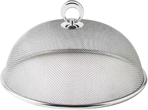 Image of GSV Essentials Stainless Steel Mesh Food Cover, Easy-to-Clean and Reusable, long-lasting performance, Lightweight, perfect for indoor and outdoor dining, picnics, parties, 30cm