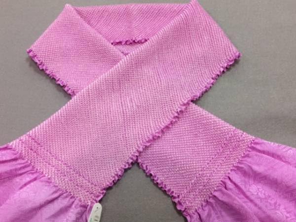 古典振り袖によく合います。超逸品絞り帯揚げ 正絹／パステルピンク色