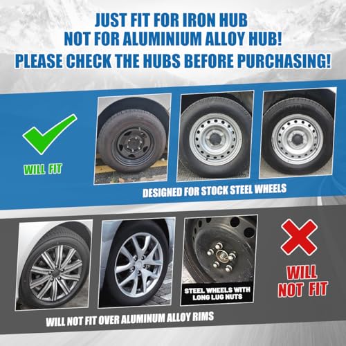 I1MOTOR Hubcaps 16\", Universal Wheel Rim Cover, R16 Hub Caps, Snap On Car Truck SUV, Set of 4, ABS&PC Material, Corrosion-Free & Sturdy(16-Inch, Black) Wheel Covers, Auto Tire Replacement Cap Cover - Thumbnail 5
