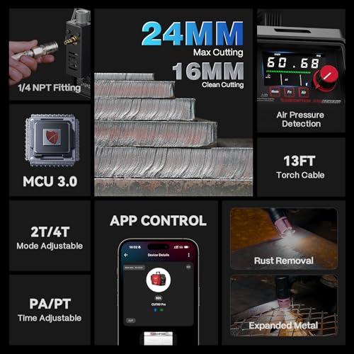 Image of ARCCAPTAIN iControl CUT60 Pro Plasma Cutter, [APP Control] 60Amp Pilot Arc 120 /240V Plasma Cutter Machine, Cuts 15 /16 inch Max, Supports Rust Removal & Expanded Metal, LED Display, 2T /4T, PA /PT, MCU 3.0