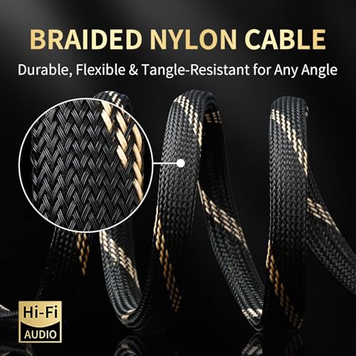 YYTCG 9 AWG 2-Pack Audiophile Speaker Cable - 2 Banana Plugs to 4 Spades per Cable,4N OFC Speaker Wire,Nylon Braid,Compatible with Amplifier,Speakers,AV Receiver& Home Theater(4.92ft/1.5m) - Thumbnail 4