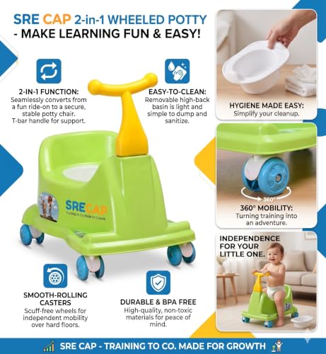 Image of The SRECAP 2-in-1 Potty Training Scooter is an innovative developmental tool designed to turn potty training into a fun, stress-free experience (Green Colour)
