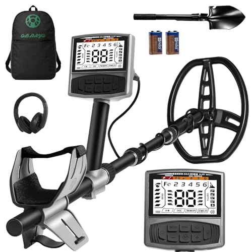 Gbnryg Professional Metal Detector for Adults,12' IP68 Waterproof Search Coil with LCD Backlight,5 Modes Gold Detector,Advanced DSP Chip&High Accuracy System for Beach/Gold Hunting(Grey)