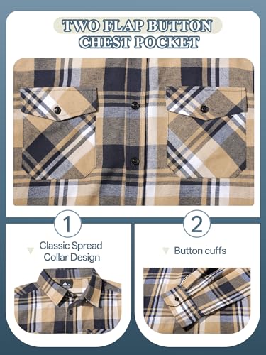 3 Pack Mens Flannel Shirt Long-Sleeve Button-Down Plaid Casual Shirt Cozy Regular Fit2