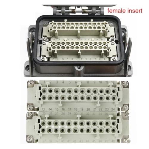 Conector industrial de 48 núcleos HDC-HE-048 rectangular impermeable de 16A para aviación 4