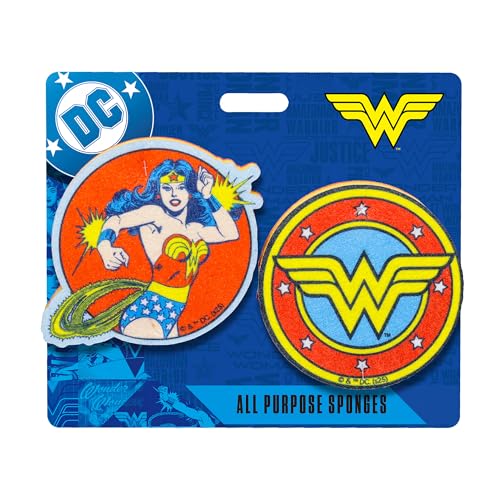 Spoontiques Wonder Woman Premium Sponge Set - 2-Pack Multi-Purpose Cleaning Sponges - Dual-Sided Non-Scratch Scrub & Absorbent Wipe - Durable, Reusable, Odor-Resistant for Daily Use image 3