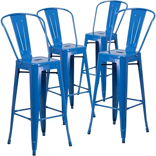 Flash Furniture Lily Commercial Grade 4 Pack 30" High Blue