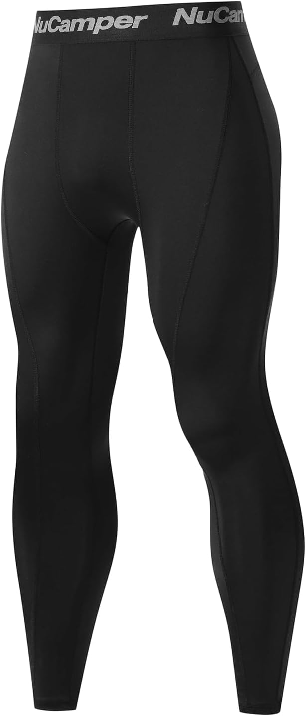 NuCamper Men's Compression Pants Athletic Leggings Running Tights Base Layer Bottoms for Workout Football Basketball Yoga Gym