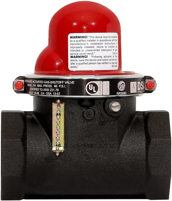 314 Series Horizontal Earthquake Gas Shut-Off Valve 60psi, 2-Inch