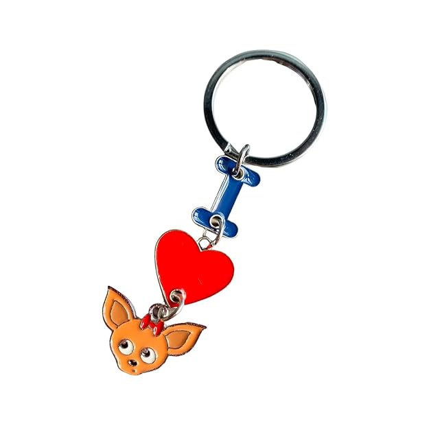 Llavero con colgante de perro con texto en inglés "I Love Dog"