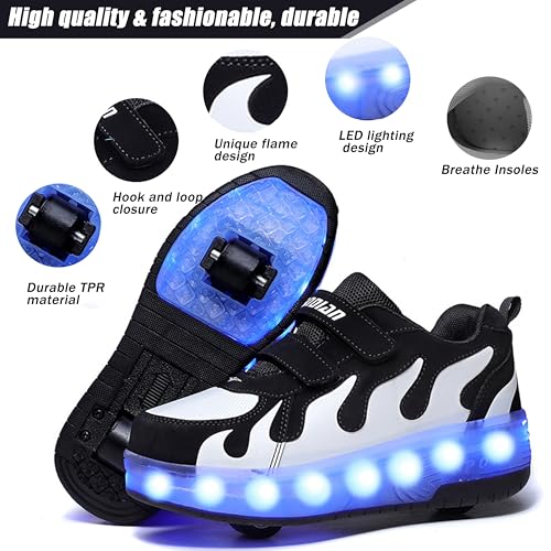 Aikuass USB Chargable LED Light Up Roller Shoes Wheeled Skate Sneaker Shoes for Boys Girls Kids4