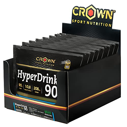 Crown Sport Nutrition HyperDrink 90, Bebida con 90 gramos de carbohidratos en 500 ml y un plus de sodio. Con Maltodextrina y Fructosa en ratio 1:0,8 y sal marina ( 8 sobres x 93,1g) Cover