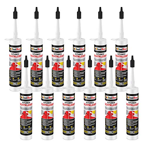 Preisvergleich Produktbild Bitumenkleber 12 x 310ml Dachdichtstoff Bitumen Dichtmasse Schindelkleber schwarz