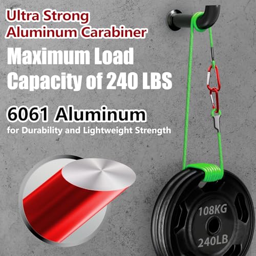 Image of sprookber 4 inch & 5 inch Extra Large Aluminum Carabiner D Ring, Caribeener Clips, Spring Snap Hook for Keychain Clip, Set of 4