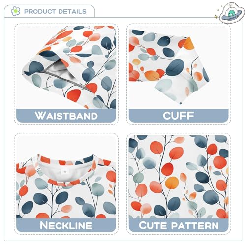 JUNZAN Cartoon Colorful Eucalyptus Leaf Little Boys Hoodie Sweatshirt Crewneck Tops Clothing Shirts Party 4T3