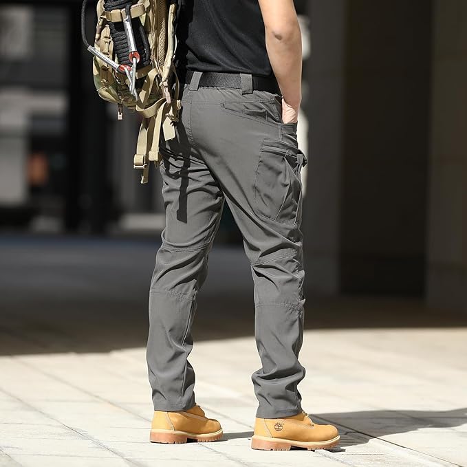 AUTIWITUA Men's Tactical Pants Water Resistant Outdoor Cargo Pants Lightweight Hiking Work Pants(No Belt) Dark Grey