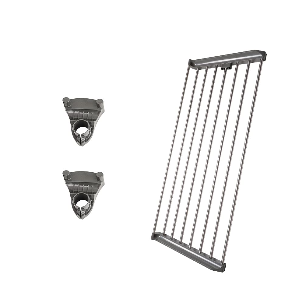 YNBSHGAA Adjustable Heavy Duty Standing Garment Rack with 2 Large Shelves and Telescopic Hanging Rod Grey+Silver,Grey+silver-Shelf+Brackets