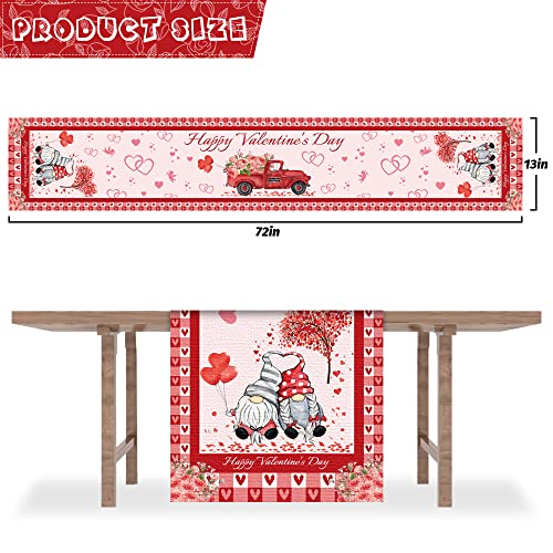 Nialnant Valentines Day Table Runner, Romantic Truck Table Runners For Kitchen Family Dinner Table Holiday Farmhouse Home Valentines Day Decoration, Buffalo Check Heart Pattern - 13 X 72 Inch #TOP1