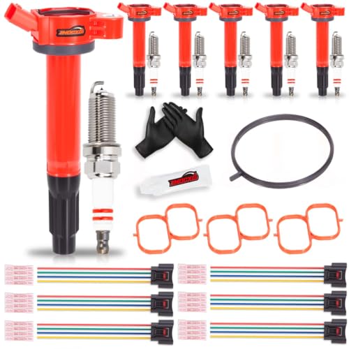 Set of 6 Ignition Coil Pack,Spark Plug,Connector,Intake Manifold Gasket Set