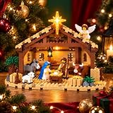 Die Krippengeschichte Baustein-Set | Beleuchtetes Weihnachtskrippen-Bauset mit Bethlehem-Stern, christliche Weihnachtsdekoration, Familienbau-Aktivität