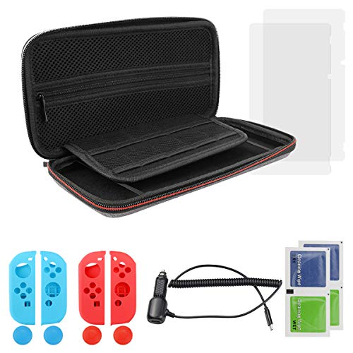 LINGSFIRE Switch Carrying Case for Nintendo Switch with Screen Protector and Car Charger