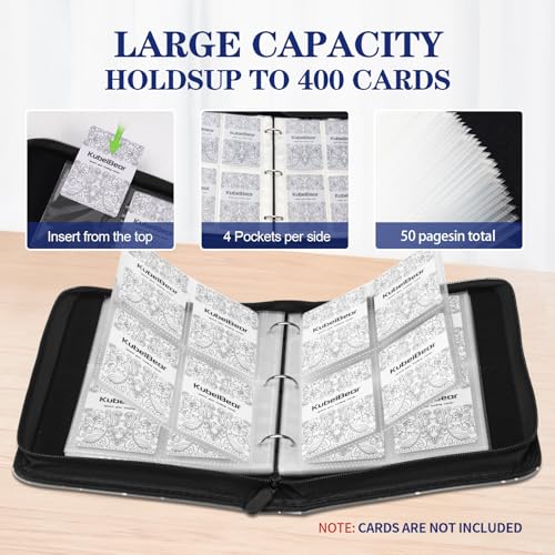 Image of Card Binder - 400 Capacity, Zippered Trading Card Holder for MTG, Sports & Collectible Cards - Acid-Free, Durable & Travel-Friendly Storage (Blue Football, 4 Pocket)